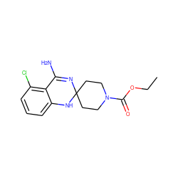 CCOC(=O)N1CCC2(CC1)N=C(N)c1c(Cl)cccc1N2 ZINC000013493549