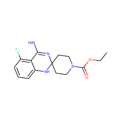 CCOC(=O)N1CCC2(CC1)N=C(N)c1c(F)cccc1N2 ZINC000013493548