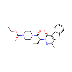 CCOC(=O)N1CCN(C(=O)[C@H](CC)n2nc(C)c3sc4ccccc4c3c2=O)CC1 ZINC000004078943