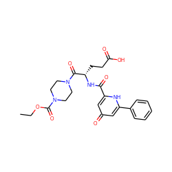 CCOC(=O)N1CCN(C(=O)[C@H](CCC(=O)O)NC(=O)c2cc(=O)cc(-c3ccccc3)[nH]2)CC1 ZINC000045357898