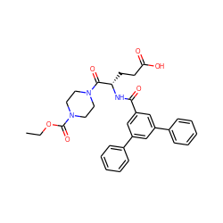 CCOC(=O)N1CCN(C(=O)[C@H](CCC(=O)O)NC(=O)c2cc(-c3ccccc3)cc(-c3ccccc3)c2)CC1 ZINC000049762927