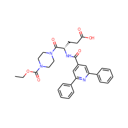 CCOC(=O)N1CCN(C(=O)[C@H](CCC(=O)O)NC(=O)c2cc(-c3ccccc3)nc(-c3ccccc3)c2)CC1 ZINC000049763281