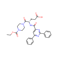 CCOC(=O)N1CCN(C(=O)[C@H](CCC(=O)O)NC(=O)c2cc(-c3ccccc3)nc(-c3ccccc3)n2)CC1 ZINC000049762917