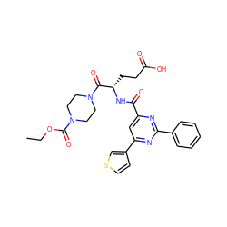 CCOC(=O)N1CCN(C(=O)[C@H](CCC(=O)O)NC(=O)c2cc(-c3ccsc3)nc(-c3ccccc3)n2)CC1 ZINC000168071828