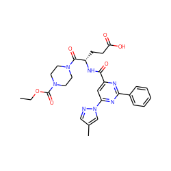 CCOC(=O)N1CCN(C(=O)[C@H](CCC(=O)O)NC(=O)c2cc(-n3cc(C)cn3)nc(-c3ccccc3)n2)CC1 ZINC000167834991