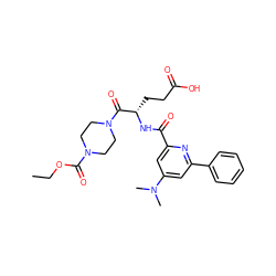 CCOC(=O)N1CCN(C(=O)[C@H](CCC(=O)O)NC(=O)c2cc(N(C)C)cc(-c3ccccc3)n2)CC1 ZINC000045355937