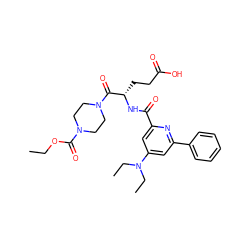 CCOC(=O)N1CCN(C(=O)[C@H](CCC(=O)O)NC(=O)c2cc(N(CC)CC)cc(-c3ccccc3)n2)CC1 ZINC000043120864