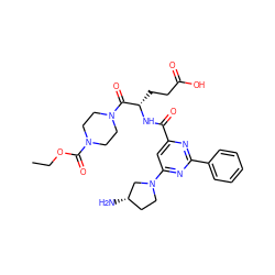 CCOC(=O)N1CCN(C(=O)[C@H](CCC(=O)O)NC(=O)c2cc(N3CC[C@H](N)C3)nc(-c3ccccc3)n2)CC1 ZINC000299833723