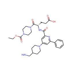 CCOC(=O)N1CCN(C(=O)[C@H](CCC(=O)O)NC(=O)c2cc(N3CCC(CN)CC3)cc(-c3ccccc3)n2)CC1 ZINC000043023456