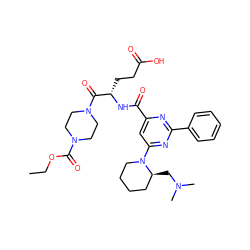 CCOC(=O)N1CCN(C(=O)[C@H](CCC(=O)O)NC(=O)c2cc(N3CCCC[C@@H]3CN(C)C)nc(-c3ccccc3)n2)CC1 ZINC000299829257