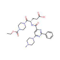 CCOC(=O)N1CCN(C(=O)[C@H](CCC(=O)O)NC(=O)c2cc(N3CCN(C)CC3)nc(-c3ccccc3)n2)CC1 ZINC000299828319