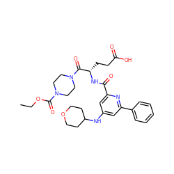 CCOC(=O)N1CCN(C(=O)[C@H](CCC(=O)O)NC(=O)c2cc(NC3CCOCC3)cc(-c3ccccc3)n2)CC1 ZINC000043059416