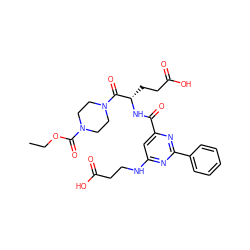 CCOC(=O)N1CCN(C(=O)[C@H](CCC(=O)O)NC(=O)c2cc(NCCC(=O)O)nc(-c3ccccc3)n2)CC1 ZINC000167793721