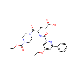 CCOC(=O)N1CCN(C(=O)[C@H](CCC(=O)O)NC(=O)c2cc(OCC)cc(-c3ccccc3)n2)CC1 ZINC000045366688