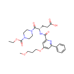 CCOC(=O)N1CCN(C(=O)[C@H](CCC(=O)O)NC(=O)c2cc(OCCCOC)cc(-c3ccccc3)n2)CC1 ZINC000049761896