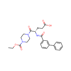 CCOC(=O)N1CCN(C(=O)[C@H](CCC(=O)O)NC(=O)c2cccc(-c3ccccc3)c2)CC1 ZINC000045385492