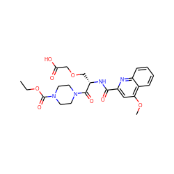 CCOC(=O)N1CCN(C(=O)[C@H](COCC(=O)O)NC(=O)c2cc(OC)c3ccccc3n2)CC1 ZINC000141985643