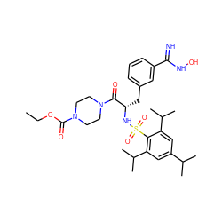 CCOC(=O)N1CCN(C(=O)[C@H](Cc2cccc(C(=N)NO)c2)NS(=O)(=O)c2c(C(C)C)cc(C(C)C)cc2C(C)C)CC1 ZINC000006716615