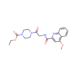 CCOC(=O)N1CCN(C(=O)CNC(=O)c2cc(OC)c3ccccc3n2)CC1 ZINC000136356806