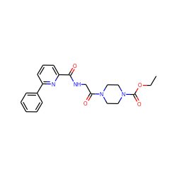 CCOC(=O)N1CCN(C(=O)CNC(=O)c2cccc(-c3ccccc3)n2)CC1 ZINC000045366784