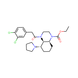 CCOC(=O)N1CCN(C(=O)Cc2ccc(Cl)c(Cl)c2)[C@@H]2[C@@H](N3CCCC3)CCC[C@@H]21 ZINC000218148770