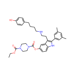 CCOC(=O)N1CCN(C(=O)Oc2ccc3[nH]c(-c4cc(C)cc(C)c4)c(CCNCCCCc4ccc(O)cc4)c3c2)CC1 ZINC000027558913