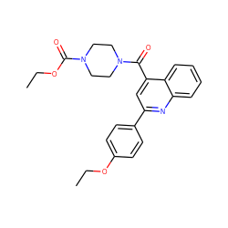 CCOC(=O)N1CCN(C(=O)c2cc(-c3ccc(OCC)cc3)nc3ccccc23)CC1 ZINC000003044974