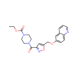 CCOC(=O)N1CCN(C(=O)c2cc(COc3ccc4ncccc4c3)on2)CC1 ZINC000011821131