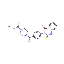 CCOC(=O)N1CCN(C(=O)c2ccc(-n3c(=S)[nH]c4ccccc4c3=O)cc2)CC1 ZINC000004003720