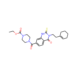 CCOC(=O)N1CCN(C(=O)c2ccc3c(=O)n(CCC4=CCCCC4)c(=S)[nH]c3c2)CC1 ZINC000006531026