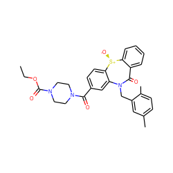 CCOC(=O)N1CCN(C(=O)c2ccc3c(c2)N(Cc2cc(C)ccc2C)C(=O)c2ccccc2[S@+]3[O-])CC1 ZINC000008597776