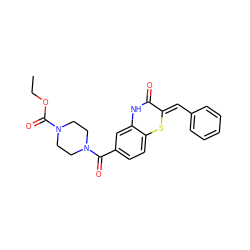 CCOC(=O)N1CCN(C(=O)c2ccc3c(c2)NC(=O)/C(=C/c2ccccc2)S3)CC1 ZINC000003064225