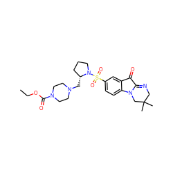 CCOC(=O)N1CCN(C[C@@H]2CCCN2S(=O)(=O)c2ccc3c(c2)C(=O)C2=NCC(C)(C)CN23)CC1 ZINC000045349277