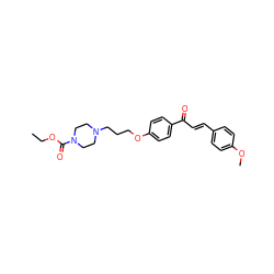 CCOC(=O)N1CCN(CCCOc2ccc(C(=O)/C=C/c3ccc(OC)cc3)cc2)CC1 ZINC000013444726