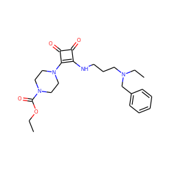 CCOC(=O)N1CCN(c2c(NCCCN(CC)Cc3ccccc3)c(=O)c2=O)CC1 ZINC000013150463