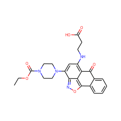 CCOC(=O)N1CCN(c2cc(NCCC(=O)O)c3c4c(onc24)-c2ccccc2C3=O)CC1 ZINC000003958636