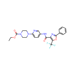 CCOC(=O)N1CCN(c2ccc(NC(=O)c3nc(-c4ccccc4)oc3C(F)(F)F)cn2)CC1 ZINC000071316538