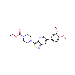 CCOC(=O)N1CCN(c2snc3cc(-c4ccc(OC)c(OC)c4)cnc23)CC1 ZINC000653766293