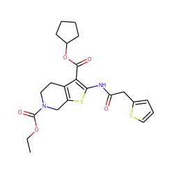 CCOC(=O)N1CCc2c(sc(NC(=O)Cc3cccs3)c2C(=O)OC2CCCC2)C1 ZINC000070077403