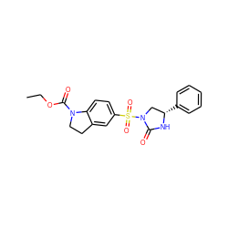 CCOC(=O)N1CCc2cc(S(=O)(=O)N3C[C@H](c4ccccc4)NC3=O)ccc21 ZINC000028460947