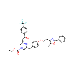 CCOC(=O)NC[C@H](Cc1ccc(OCCc2nc(-c3ccccc3)oc2C)cc1)N/C(C)=C\C(=O)c1ccc(C(F)(F)F)cc1 ZINC000103978877