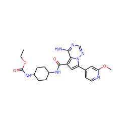 CCOC(=O)NC1CCC(NC(=O)c2cc(-c3ccnc(OC)c3)n3ncnc(N)c23)CC1 ZINC000072317550