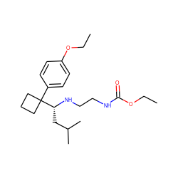 CCOC(=O)NCCN[C@H](CC(C)C)C1(c2ccc(OCC)cc2)CCC1 ZINC000199947626