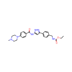 CCOC(=O)NCc1ccc(-c2cc(NC(=O)c3ccc(N4CCN(C)CC4)cc3)[nH]n2)cc1 ZINC000084669641