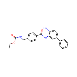 CCOC(=O)NCc1ccc(C(=O)Nc2cc(-c3ccccc3)ccc2N)cc1 ZINC000029039024