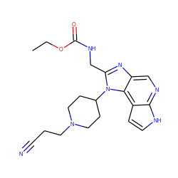 CCOC(=O)NCc1nc2cnc3[nH]ccc3c2n1C1CCN(CCC#N)CC1 ZINC000095560938