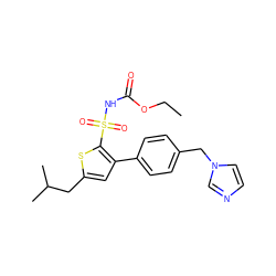 CCOC(=O)NS(=O)(=O)c1sc(CC(C)C)cc1-c1ccc(Cn2ccnc2)cc1 ZINC000034354852