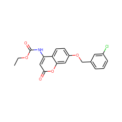 CCOC(=O)Nc1cc(=O)oc2cc(OCc3cccc(Cl)c3)ccc12 ZINC000103243511