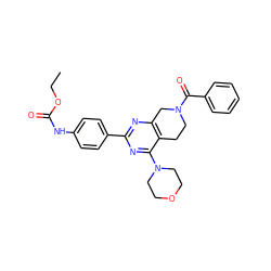 CCOC(=O)Nc1ccc(-c2nc3c(c(N4CCOCC4)n2)CCN(C(=O)c2ccccc2)C3)cc1 ZINC000095579351