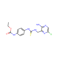 CCOC(=O)Nc1ccc(NC(=S)NCc2nc(Cl)cnc2N)cc1 ZINC000071294824